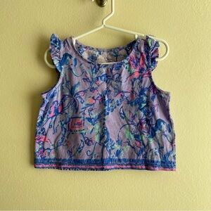 Lilly Pulitzer Girls S/4-5 cropped tee with ruffle cap sleeves